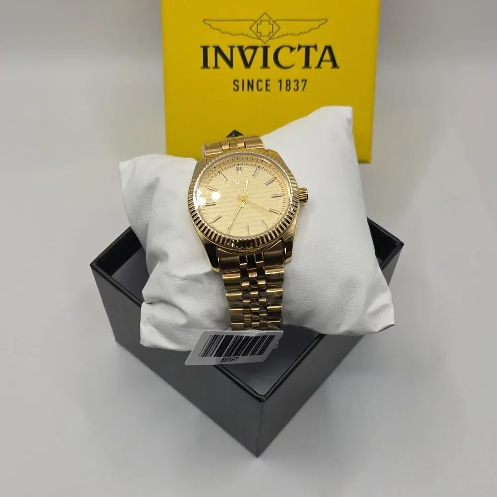Invicta Quartz Wristwatch 40mm Gold-Tone Stainless Bracelet, Fluted Bezel,69167